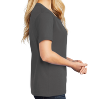 Port & Co Women's Core Cotton V Neck Tee, Charcoal, Right Sleeve view