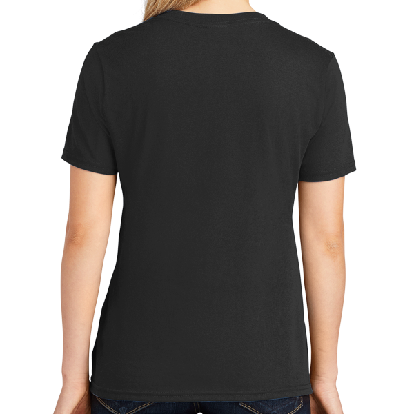 Port & Co Women's Core Cotton V Neck Tee, Jet Black, Back view