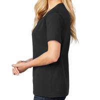 Port & Co Women's Core Cotton V Neck Tee, Jet Black, Left Sleeve view