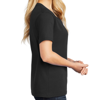 Port & Co Women's Core Cotton V Neck Tee, Jet Black, Right Sleeve view