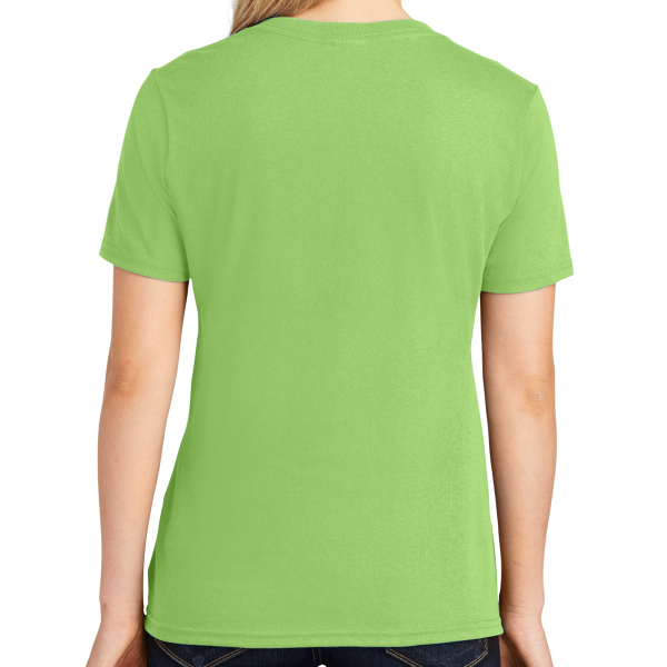 Port & Co Women's Core Cotton V Neck Tee, Lime, Back view