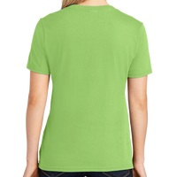 Port & Co Women's Core Cotton V Neck Tee, Lime, Back view