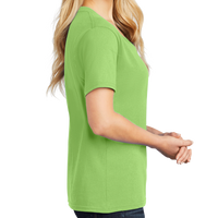 Port & Co Women's Core Cotton V Neck Tee, Lime, Right Sleeve view