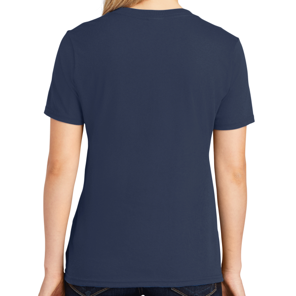 Port & Co Women's Core Cotton V Neck Tee, Navy, Back view