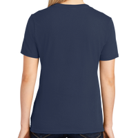 Port & Co Women's Core Cotton V Neck Tee, Navy, Back view