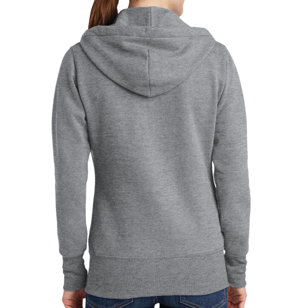 Port & Co Women's Core Fleece Full Zip Hooded Sweatshirt, Athletic Heather, Back view