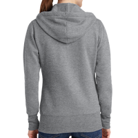 Port & Co Women's Core Fleece Full Zip Hooded Sweatshirt, Athletic Heather, Back view