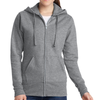 Port & Co Women's Core Fleece Full Zip Hooded Sweatshirt, Athletic Heather, Front view