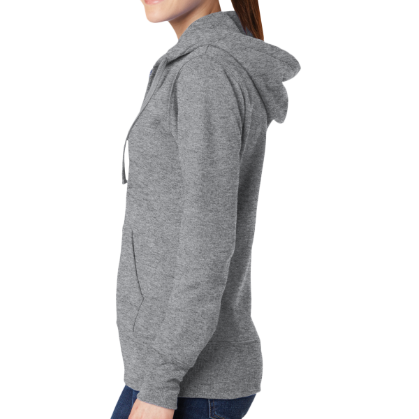Port & Co Women's Core Fleece Full Zip Hooded Sweatshirt, Athletic Heather, Left Side view