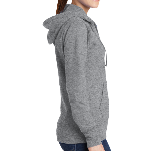 Port & Co Women's Core Fleece Full Zip Hooded Sweatshirt, Athletic Heather, Right Side view