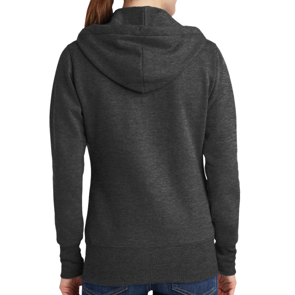 Port & Co Women's Core Fleece Full Zip Hooded Sweatshirt, Dark Heather Grey, Back view