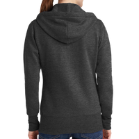 Port & Co Women's Core Fleece Full Zip Hooded Sweatshirt, Dark Heather Grey, Back view