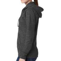 Port & Co Women's Core Fleece Full Zip Hooded Sweatshirt, Dark Heather Grey, Left Side view