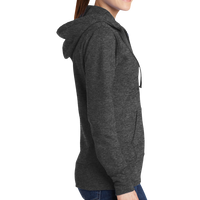 Port & Co Women's Core Fleece Full Zip Hooded Sweatshirt, Dark Heather Grey, Right Side view