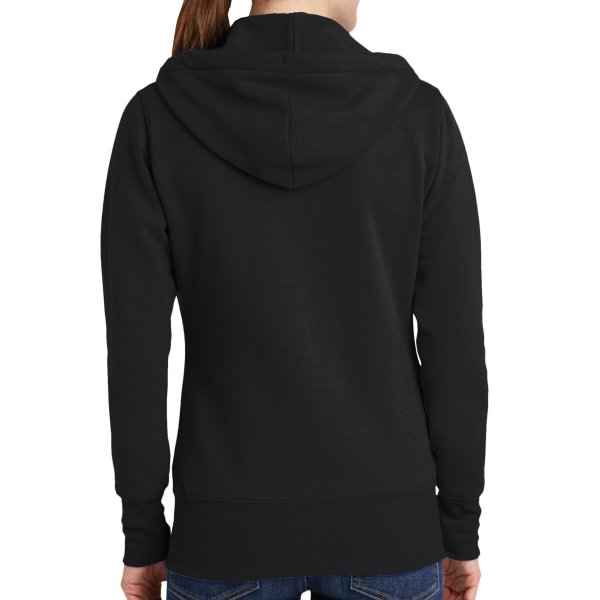 Port & Co Women's Core Fleece Full Zip Hooded Sweatshirt, Jet Black, Back view