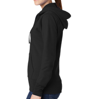 Port & Co Women's Core Fleece Full Zip Hooded Sweatshirt, Jet Black, Left Side view