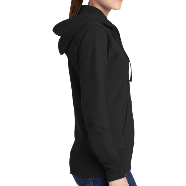 Port & Co Women's Core Fleece Full Zip Hooded Sweatshirt, Jet Black, Right Side view