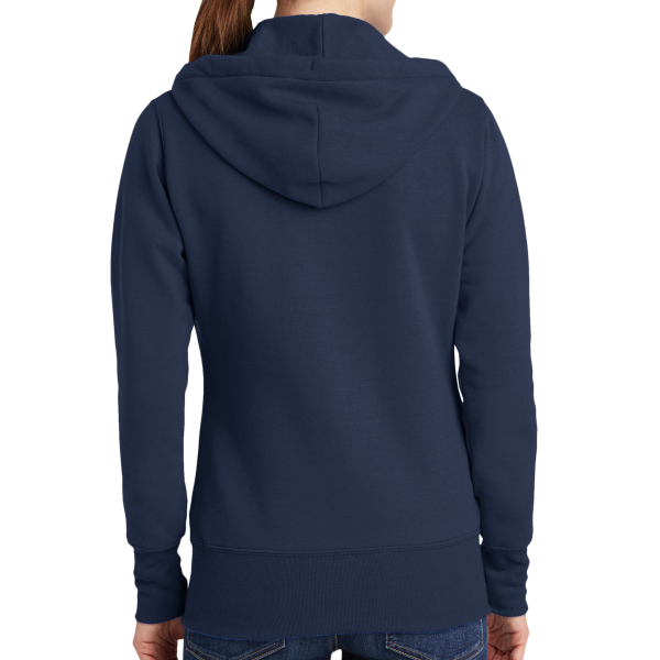 Port & Co Women's Core Fleece Full Zip Hooded Sweatshirt, Navy, Back view