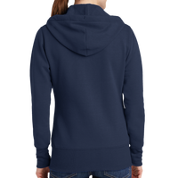Port & Co Women's Core Fleece Full Zip Hooded Sweatshirt, Navy, Back view