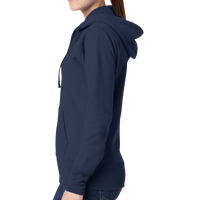 Port & Co Women's Core Fleece Full Zip Hooded Sweatshirt, Navy, Left Side view