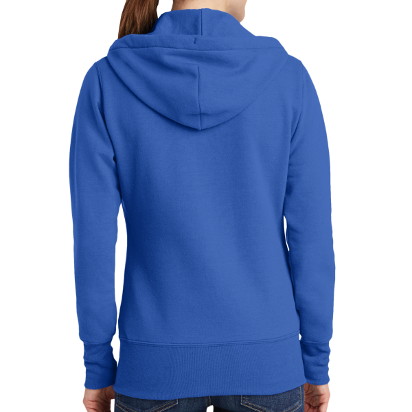 Port & Co Women's Core Fleece Full Zip Hooded Sweatshirt, Royal, Back view