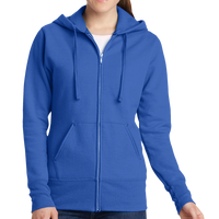 Port & Co Women's Core Fleece Full Zip Hooded Sweatshirt, Royal, Front view