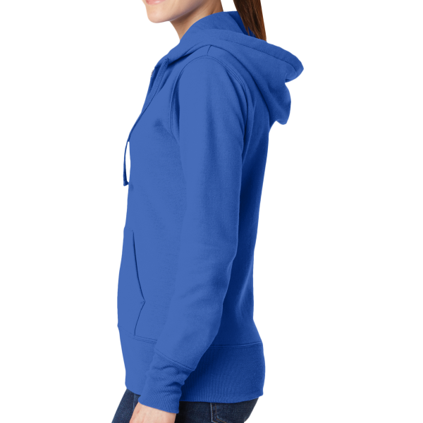 Port & Co Women's Core Fleece Full Zip Hooded Sweatshirt, Royal, Left Side view