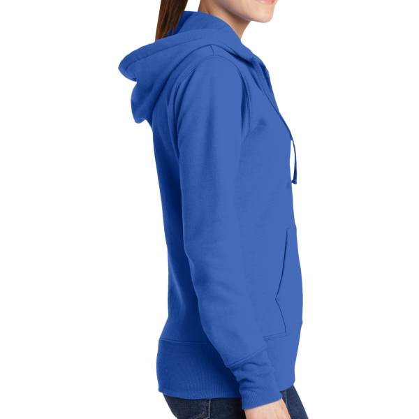 Port & Co Women's Core Fleece Full Zip Hooded Sweatshirt, Royal, Right Side view