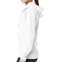 Port & Co Women's Core Fleece Full Zip Hooded Sweatshirt, White, Left Side view