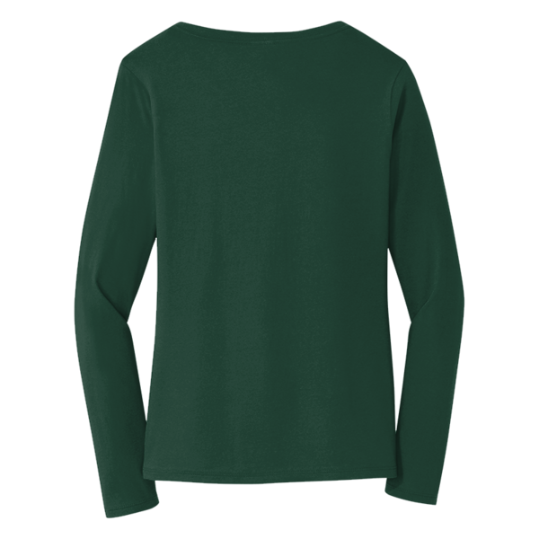Port & Co Women's Long Sleeve Fan Favorite V Neck Tee, Forest Green, Back view
