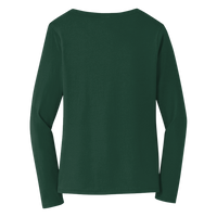 Port & Co Women's Long Sleeve Fan Favorite V Neck Tee, Forest Green, Back view