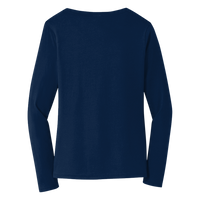 Port & Co Women's Long Sleeve Fan Favorite V Neck Tee, Team Navy, Back view