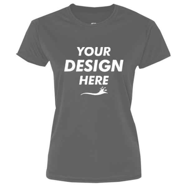 Port & Co Women's Performance Tee, Charcoal, Front view, Mockup