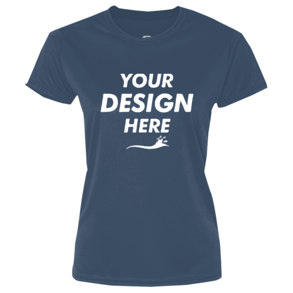 Port & Co Women's Performance Tee, Deep Navy, Front view, Mockup