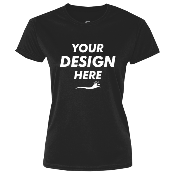 Port & Co Women's Performance Tee, Jet Black, Front view, Mockup