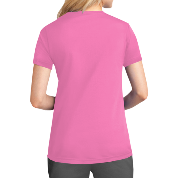 Port & Co Women's Performance Tee, Neon Pink, Back view