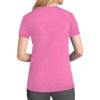 Port & Co Women's Performance Tee, Neon Pink, Back view