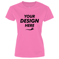 Port & Co Women's Performance Tee, Neon Pink, Front view, Mockup