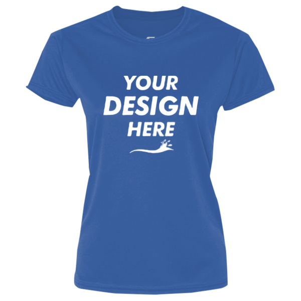 Port & Co Women's Performance Tee, Royal, Front view, Mockup