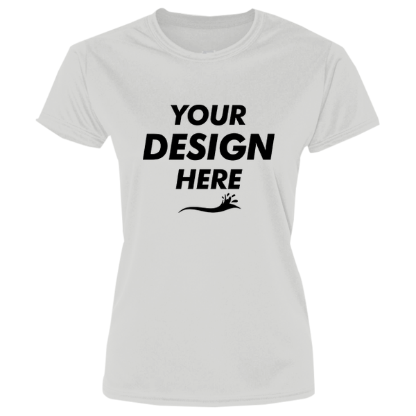 Port & Co Women's Performance Tee, Silver, Front view, Mockup
