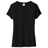 Port & Co Women's Tri Blend V Neck Tee, Black, Front view
