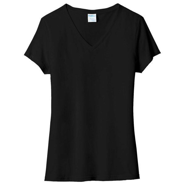 Port & Co Women's Tri Blend V Neck Tee, Black, Front view
