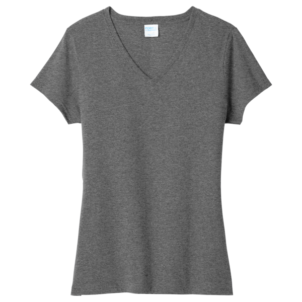 Port & Co Women's Tri Blend V Neck Tee, Graphite Heather, Front view