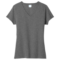 Port & Co Women's Tri Blend V Neck Tee, Graphite Heather, Front view