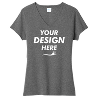 Port & Co Women's Tri Blend V Neck Tee, Graphite Heather, Front view, Mockup