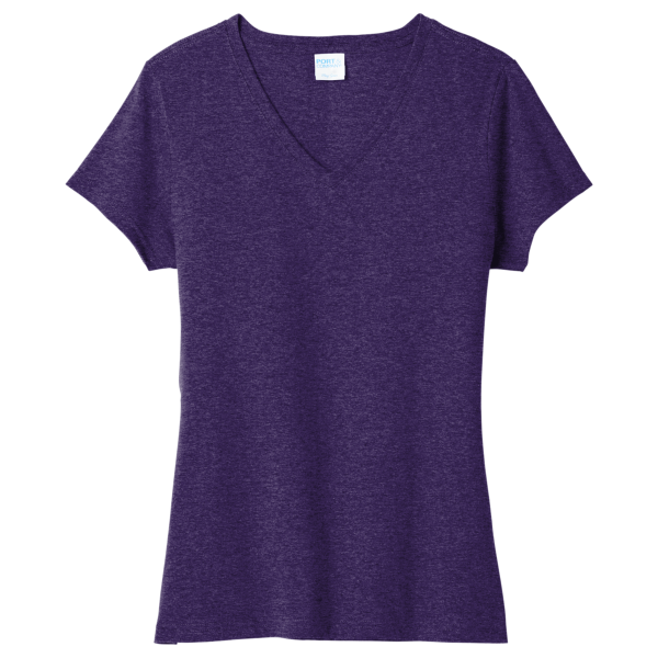 Port & Co Women's Tri Blend V Neck Tee, Team Purple Heather, Front view