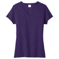 Port & Co Women's Tri Blend V Neck Tee, Team Purple Heather, Front view