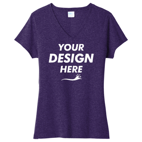 Port & Co Women's Tri Blend V Neck Tee, Team Purple Heather, Front view, Mockup