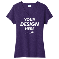 Port & Co Women's Tri Blend V Neck Tee, Team Purple Heather, Front view, Mockup