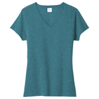 Port & Co Women's Tri Blend V Neck Tee, Vivid Teal Heather, Front view